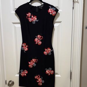 Sachin + Babi Black Dress with Red and Gray Floral Design